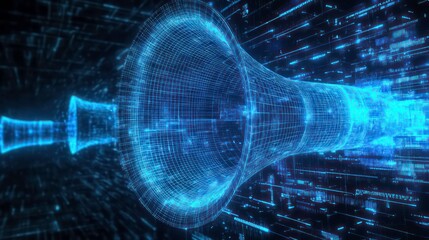 Fototapete - Abstract digital funnel through data stream