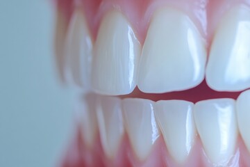 Poster - Transformation of teeth with whitening treatment shown in a close up view showcasing bright results and open text area. Generative AI
