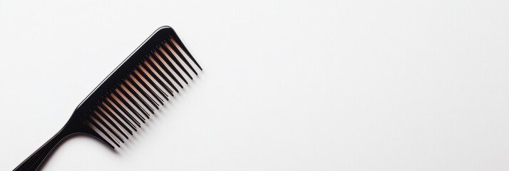 Fototapete - Close up view of a comb with a few strands of hair against a blank background. Generative AI