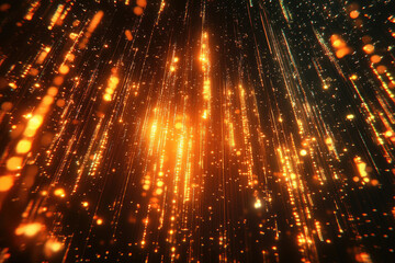 Poster - Golden light streaks descending like shimmering rain, creating a dazzling, luxurious visual effect.