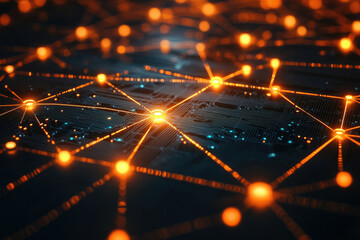 Poster - Abstract network visualization showing interconnected nodes and data flow pathways, representing digital infrastructure.