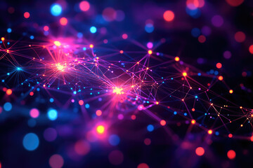 Poster - Abstract network visualization with glowing nodes and interconnected lines, representing digital connectivity.