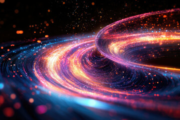 Poster - Abstract swirling galaxy of vibrant colors and sparkling lights, a cosmic dance of energy and light.