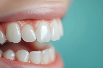 Poster - Before and after teeth whitening close up showcasing significant transformation in smile brightness and health. Generative AI