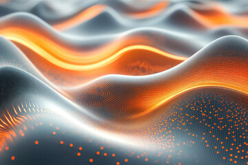 Aufkleber - Abstract 3D rendering of flowing, glowing waves, creating a dynamic and energetic visual.