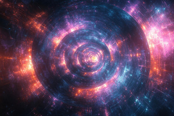 Aufkleber - Abstract fractal art depicting a swirling tunnel of light and energy, conveying a sense of depth and cosmic wonder.