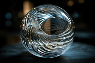 Poster - A mesmerizing glass sculpture with swirling, concentric lines creating a captivating three-dimensional effect.