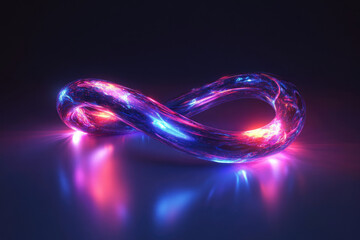 Poster - A luminous, infinity-shaped, neon object glows with vibrant pink and blue energy.