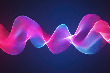 Poster - Abstract pink and blue neon wave flowing smoothly on dark background.