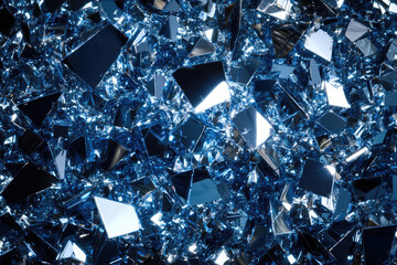 Aufkleber - A mesmerizing digital rendering of shattered, reflective blue crystals, creating a captivating abstract pattern.