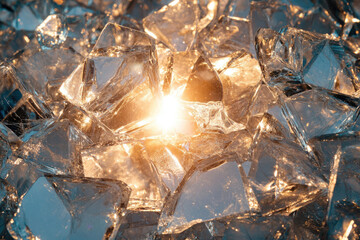 Poster - Sunlit shards of ice, crystalline structure, glittering facets, nature's beauty.