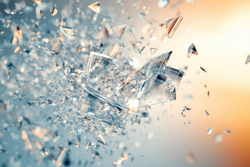 Poster - Shattered glass fragments explode in mid-air, creating a dynamic, abstract image.