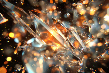 Poster - Shattered crystal fragments explode in a vibrant display of light and color, creating a mesmerizing visual spectacle.