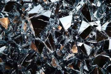 Poster - A shattered mirror reflects a multitude of fragmented images, creating a captivating abstract texture.