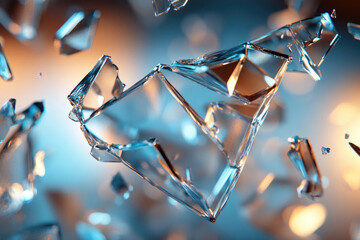 Poster - Shattered glass fragments suspended in mid-air, showcasing a dynamic, abstract composition.