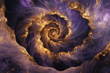 Wall Mural - golden spiral galaxy forming in deep space cosmic dust and stars creating sacred geometry patterns n