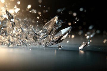 Poster - Shattered glass fragments explode in a dramatic display of destruction and disintegration.
