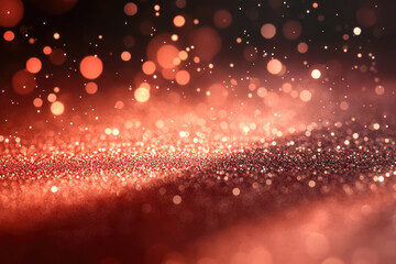 Poster - Shimmering copper glitter with bokeh lights, creating a festive and luxurious background.