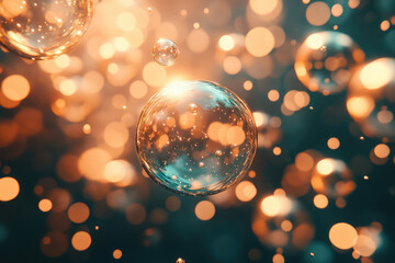 Poster - Floating translucent spheres with inner lights, creating a dreamy, ethereal ambiance.