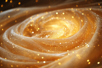Poster - Swirling golden fabric with glittering sparkles, luxurious and elegant texture.