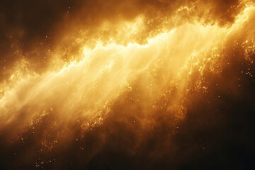 Poster - Golden cosmic cloud, celestial fire, nebula, stardust, ethereal glow, cosmic dust, glowing energy, vibrant universe, bright galaxy, fiery expanse.