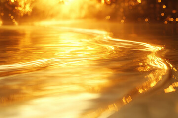 Poster - Golden sunset reflecting on flowing water, creating a mesmerizing and tranquil scene.
