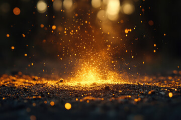 Poster - Glowing embers and sparks burst forth, illuminating the dark with fiery brilliance.
