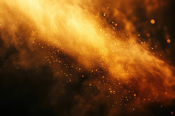 Poster - Golden dust and smoke swirl in dark background, creating a magical, ethereal effect.