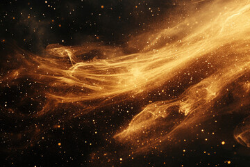 Aufkleber - Golden cosmic dust and nebulae swirl in a dark universe, creating a celestial masterpiece.