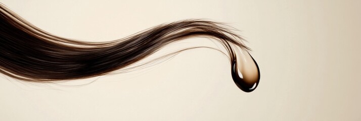 Poster - Liquid damage on a hair strand revealing the impact of substances on hair health. Generative AI