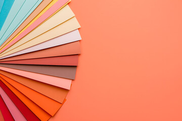 Poster - Arrangement of multicolored paper arranged in a fan shape.