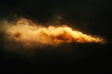 Poster - Golden dust cloud explosion on transparent background, abstract art.