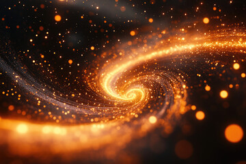 Poster - A mesmerizing swirl of golden particles in a dark space, creating a cosmic spiral effect.