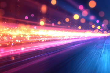 Poster - Abstract glowing lines and bokeh lights create a dynamic, vibrant, and energetic visual experience.