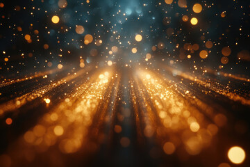 Poster - Golden glitter trails converging in a dark background, creating a magical, sparkling effect.
