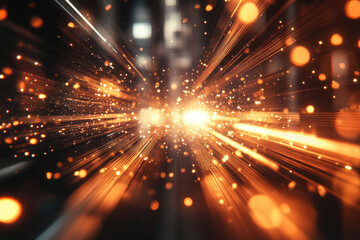 Poster - A burst of golden light streaks across a dark background, creating a dynamic and energetic visual effect.