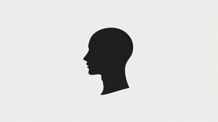 Poster - Profile silhouette, head, thinking, neutral background, website icon