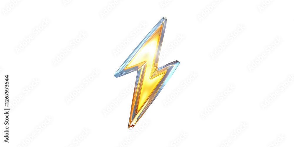 Lightning bolt symbol with glowing edges isolated on transparent ...