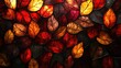 © Gendowor - Colorful stained glass leaves pattern background. Possible use Wall art, print design, desktop wallpaper