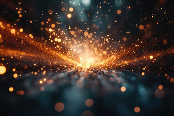 Poster - Glowing particles converge at the center creating a radiant, dark and magical effect.