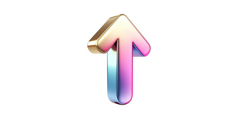 Poster - Multicolored gradient arrow pointing upwards isolated on transparent background