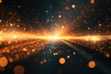 Poster - A mesmerizing cosmic landscape of golden glitter and bokeh, creating a luminous and ethereal scene.