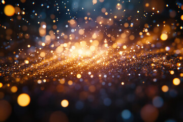 Poster - A mesmerizing display of golden and blue bokeh lights, creating a sparkling, ethereal glow.