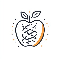 Wall Mural - Genetic apple, healthy food, science, DNA, white background, health concept, illustration