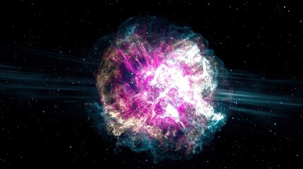 Poster - Spectacular Burst of Color and Light From a Supernova in the Vastness of Cosmic Space