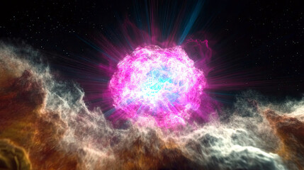 Poster - Supernova Explosion Reveals Vibrant Cosmic Light and Expanding Gas Clouds in Deep Space