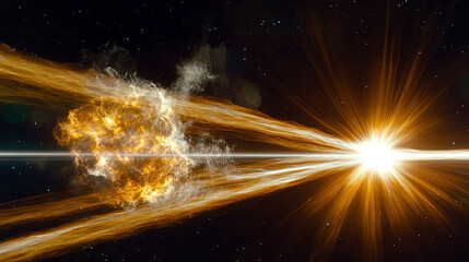 Poster - Explosive Cosmic Event Illuminating the Universe With Vibrant Colors and Dynamic Gas Clouds