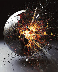 Poster - Explosively Transforming Globe Earth Captivatingly Shatters Amidst a Cosmic Event