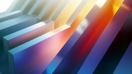 Poster - Monolithic Forms Emerge From a Haze, Glowing With Iridescent Colors in a Surreal Landscape