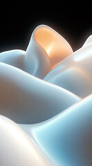 Poster - Monolithic Forms Emerge From the Haze, Shifting in Luminous Waves of Color and Shadow